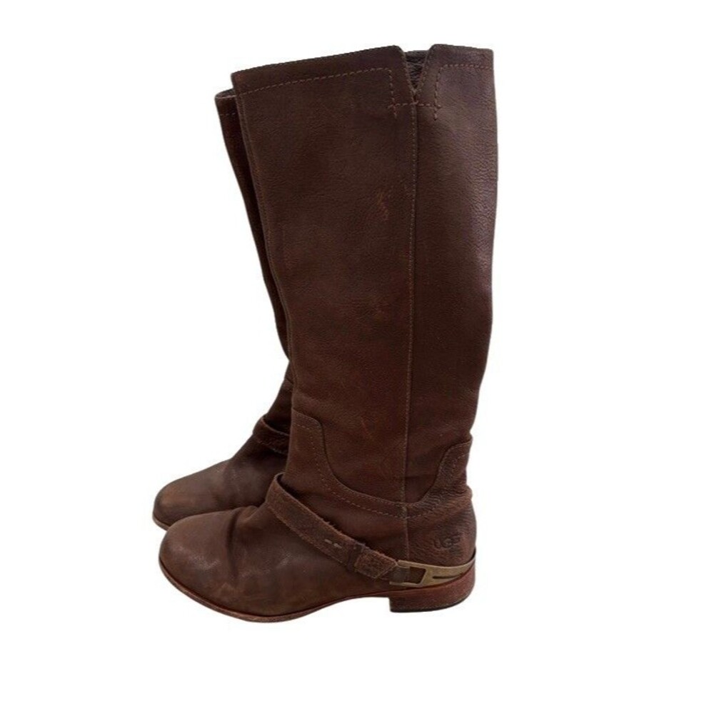 Ugg Channing 8  Riding Boots Brown Leather Tall Harness Metal Stirrup Sz 10